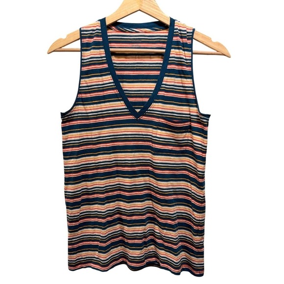 Madewell Tops - Madewell Soft Cotton Striped Tank Top Size XS Deep V-Neck Casual Preppy Summer